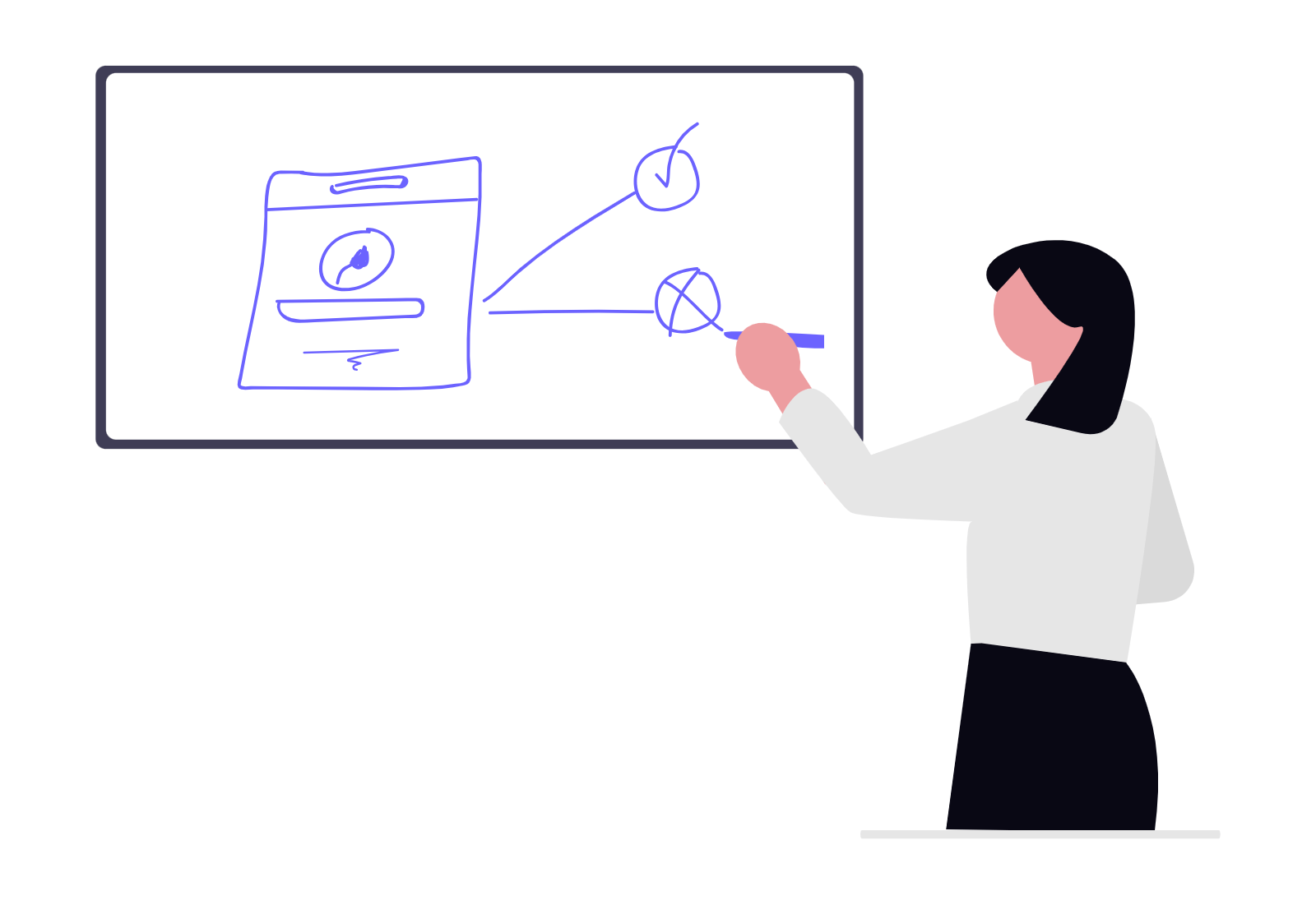 Restaurant manager planning temperature monitoring schedule and critical control points on whiteboard